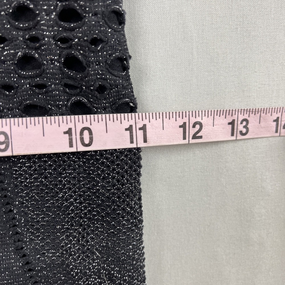 Vintage Y2k Bebe Mini Bodycon Dress Petite P/S Black Sexy Lace Stretch Metallic - Picture 9 of 12